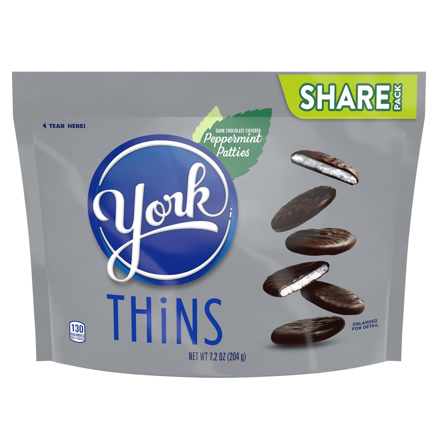 slide 1 of 4, York Peppermint Patties, Dark Chocolate Covered, Thins, Share Pack, 7.2 oz