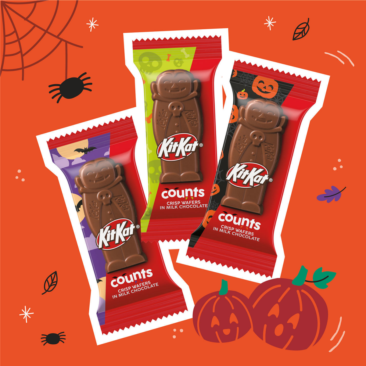 slide 3 of 6, KIT KAT Milk Chocolate Wafer Snack Size Counts\, Halloween Candy Jumbo Bag\, 16.52 oz, 16.52 oz