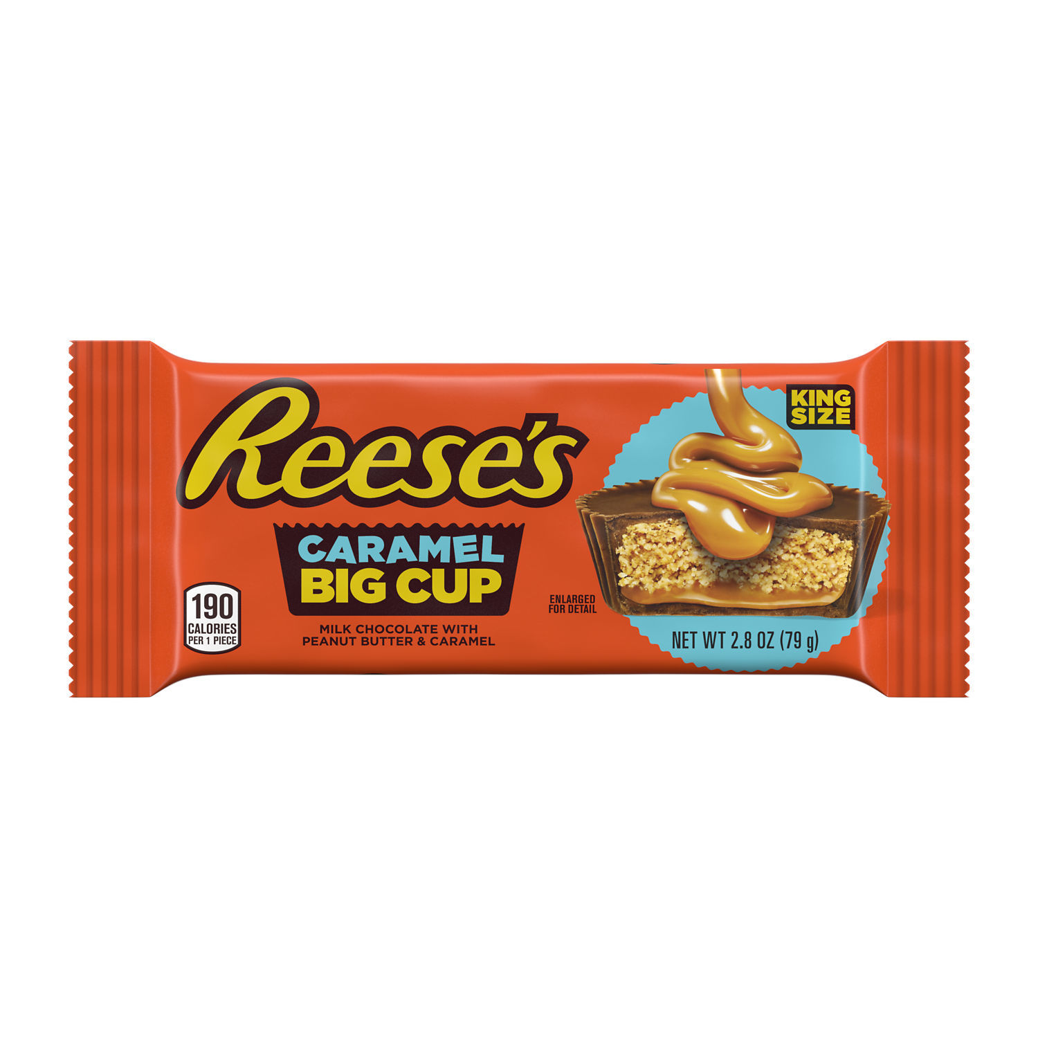 slide 1 of 4, REESE'S Big Cup Caramel Milk Chocolate Peanut Butter Cups, Candy Pack, 2.8 oz (2 Pieces), 2.8 oz