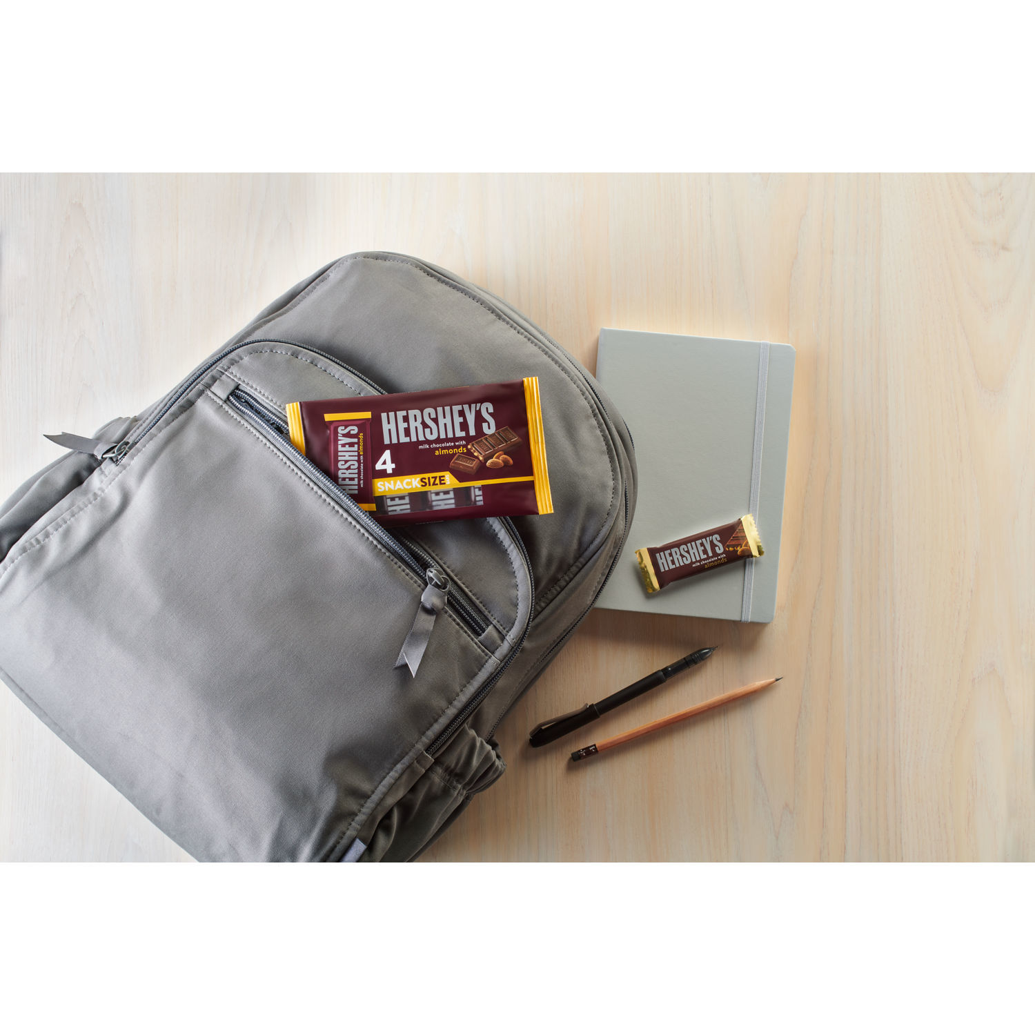 slide 2 of 4, HERSHEY'S Milk Chocolate with Almonds Snack Size, Candy Bars, .45 oz (4 Count), 4 ct