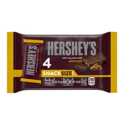 HERSHEY'S Milk Chocolate with Almonds Snack Size, Candy Bars, .45 oz (4 Count)