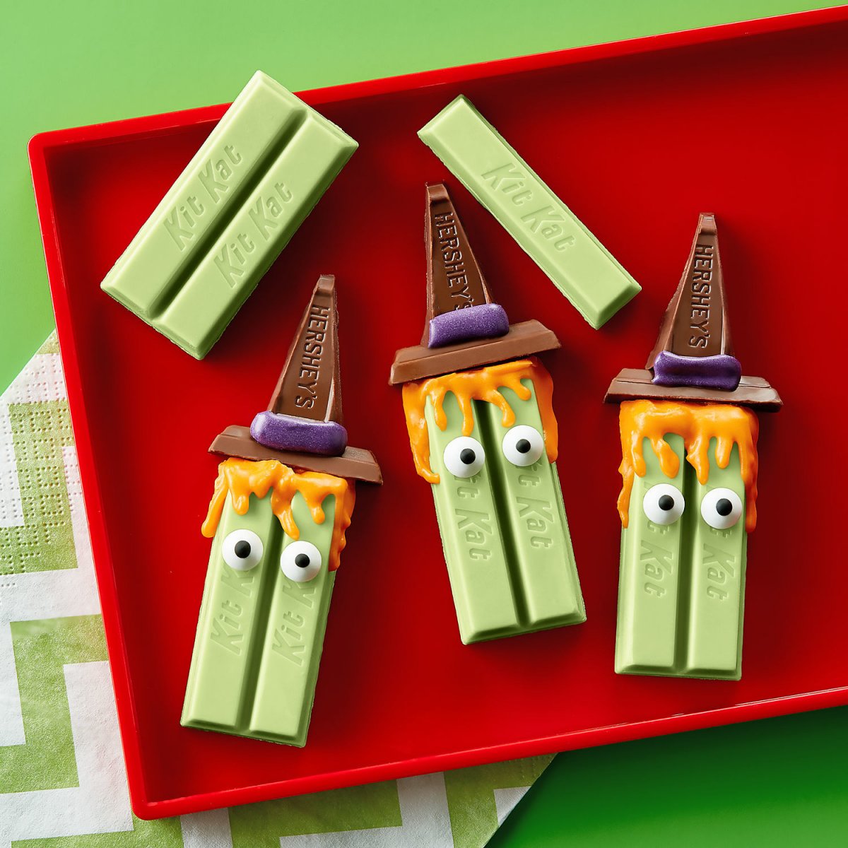 slide 2 of 8, KIT KAT Wafer Bar Witch's Brew Halloween Candy, Crisp Wafers in Green Crème, 9.8 oz