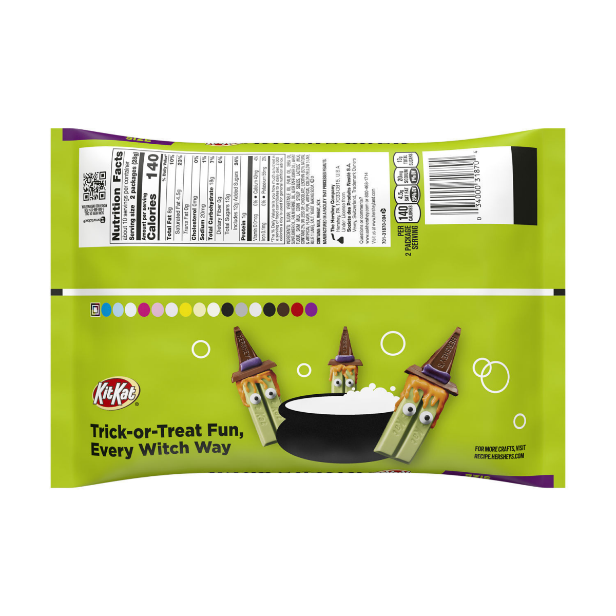 slide 3 of 8, KIT KAT Wafer Bar Witch's Brew Halloween Candy, Crisp Wafers in Green Crème, 9.8 oz