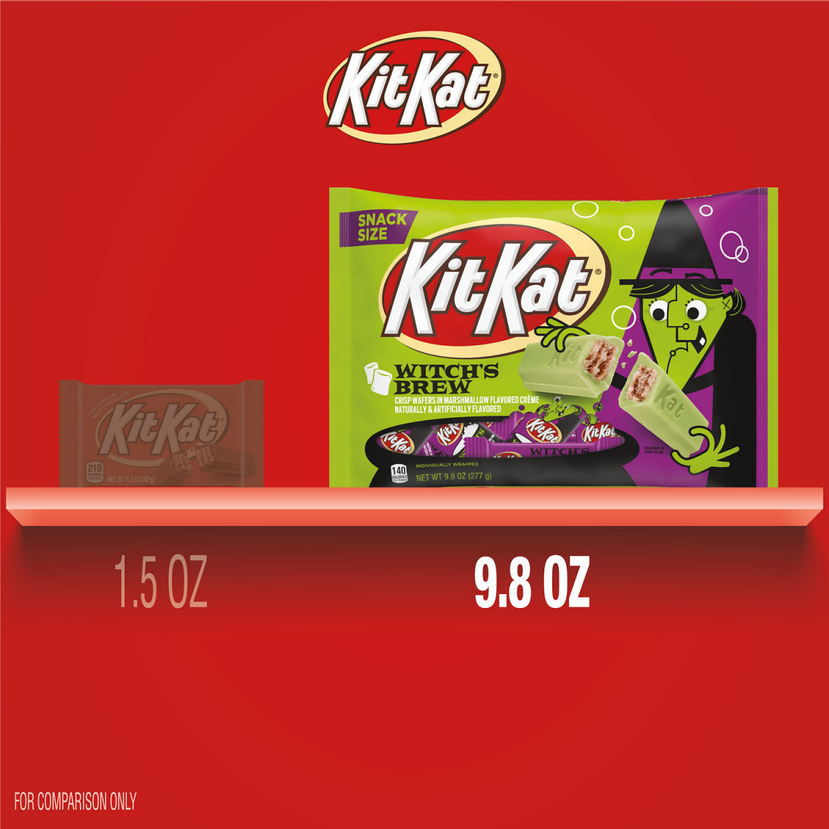 slide 6 of 8, KIT KAT Wafer Bar Witch's Brew Halloween Candy, Crisp Wafers in Green Crème, 9.8 oz