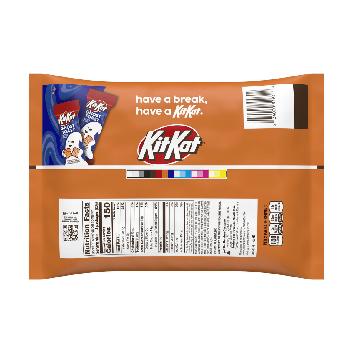 slide 2 of 8, KIT KAT Cinnamon Toast Flavored Creme Wafer Snack Size\, Halloween Candy Bag\, 9.8 oz, 9.8 oz