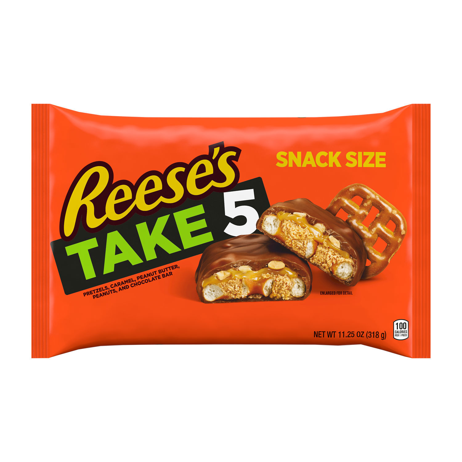slide 6 of 8, Reese's Candy Bars, Chocolate, Peanut Butter, Peanuts, Caramel, Pretzels, Snack Size, 11.25 oz