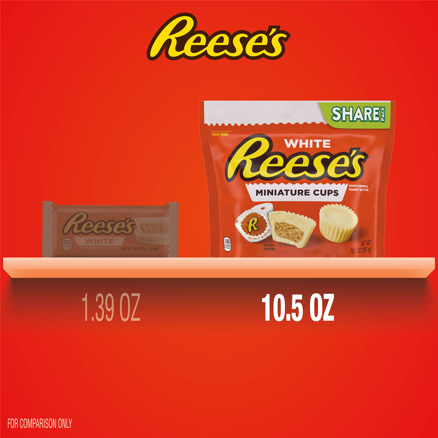 slide 4 of 4, Reese's Peanut Butter Candy, Peanut Butter, White Creme, Miniatures, 10.5 oz