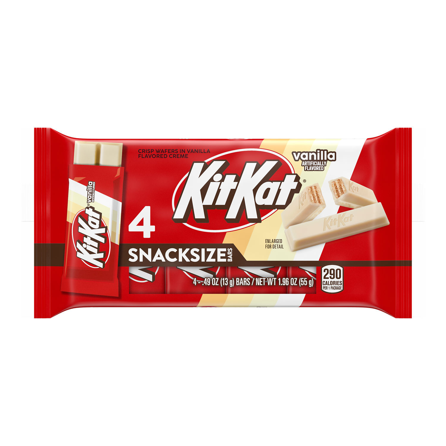 slide 1 of 4, KIT KAT Vanilla Flavored Wafer Snack Size, Candy Bars, .49 oz (4 Count), 0.49 oz, 4 ct