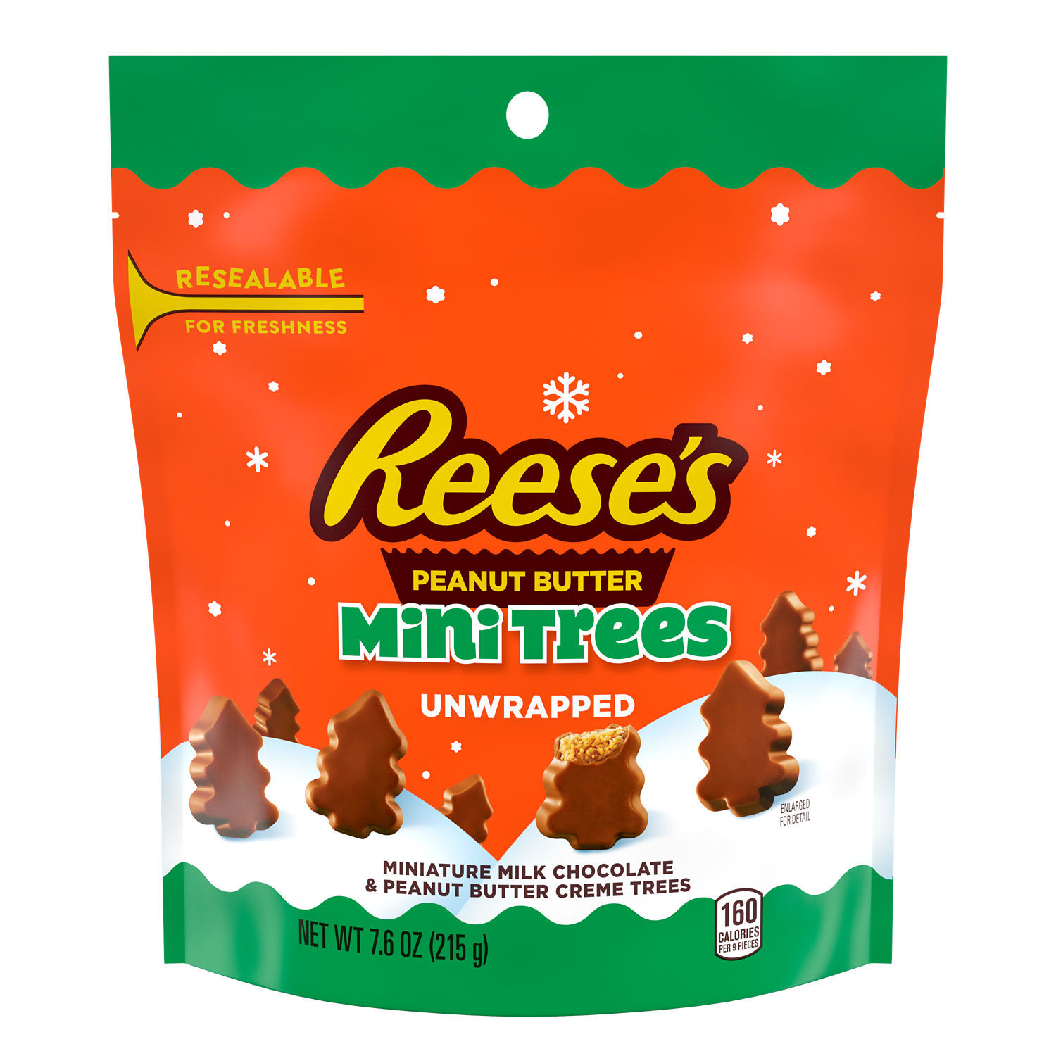 slide 1 of 6, REESE'S Unwrapped Milk Chocolate Peanut Butter Creme Mini Trees, Christmas Candy Bag, 7.6 oz, 7.6 oz