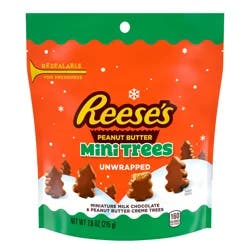 REESE'S Unwrapped Milk Chocolate Peanut Butter Creme Mini Trees, Christmas Candy Bag, 7.6 oz