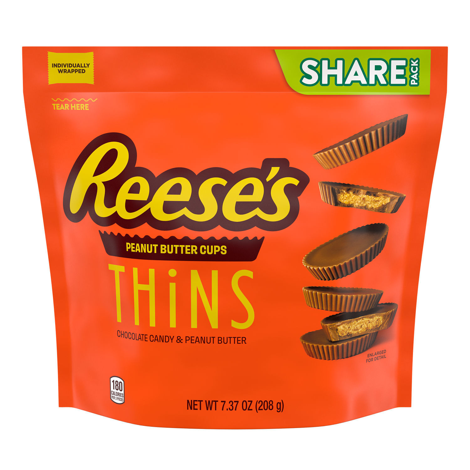 slide 6 of 8, Reese's Peanut Butter Candy, Milk Chocolate, Peanut Butter, Thins, 7.37 oz