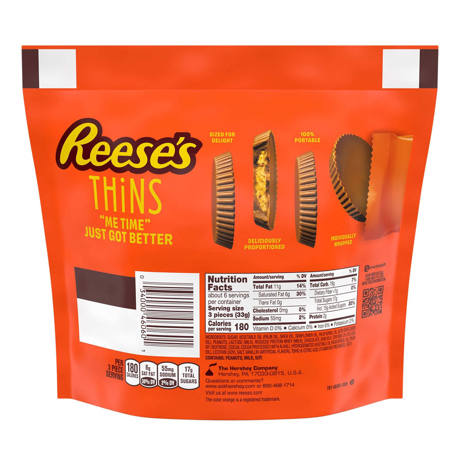 slide 7 of 8, Reese's Peanut Butter Candy, Milk Chocolate, Peanut Butter, Thins, 7.37 oz