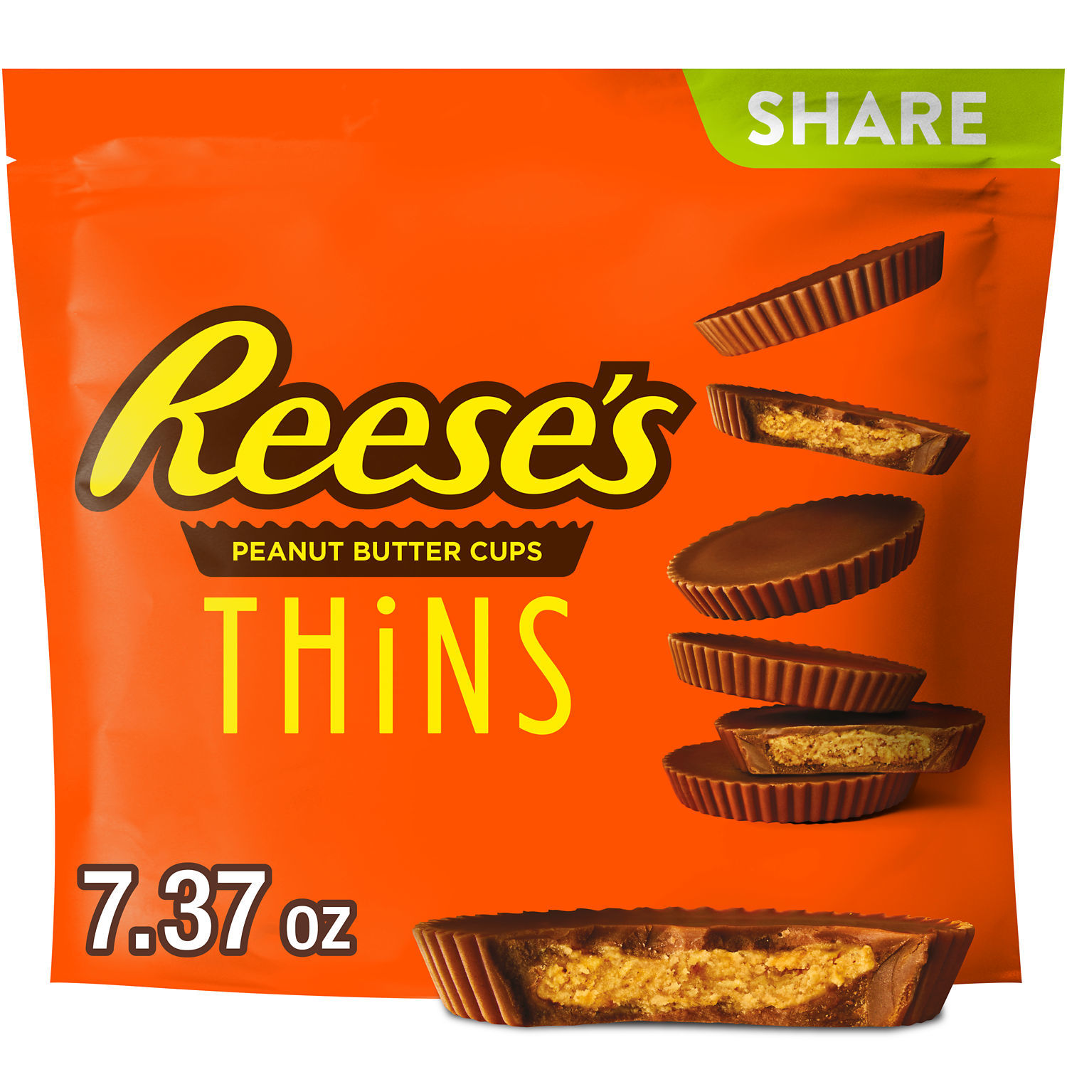 slide 1 of 8, Reese's Peanut Butter Candy, Milk Chocolate, Peanut Butter, Thins, 7.37 oz