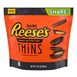 Reese's THiNS Dark Chocolate Peanut Butter Cups, Candy Share Pack, 7.37 oz