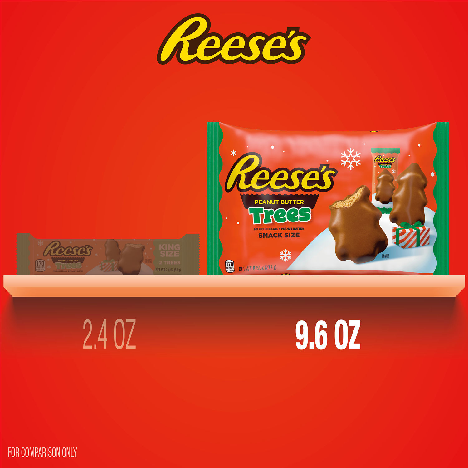 slide 5 of 8, REESE'S Milk Chocolate Snack Size Peanut Butter Trees, Christmas Candy Bag, 9.6 oz, 9.6 oz