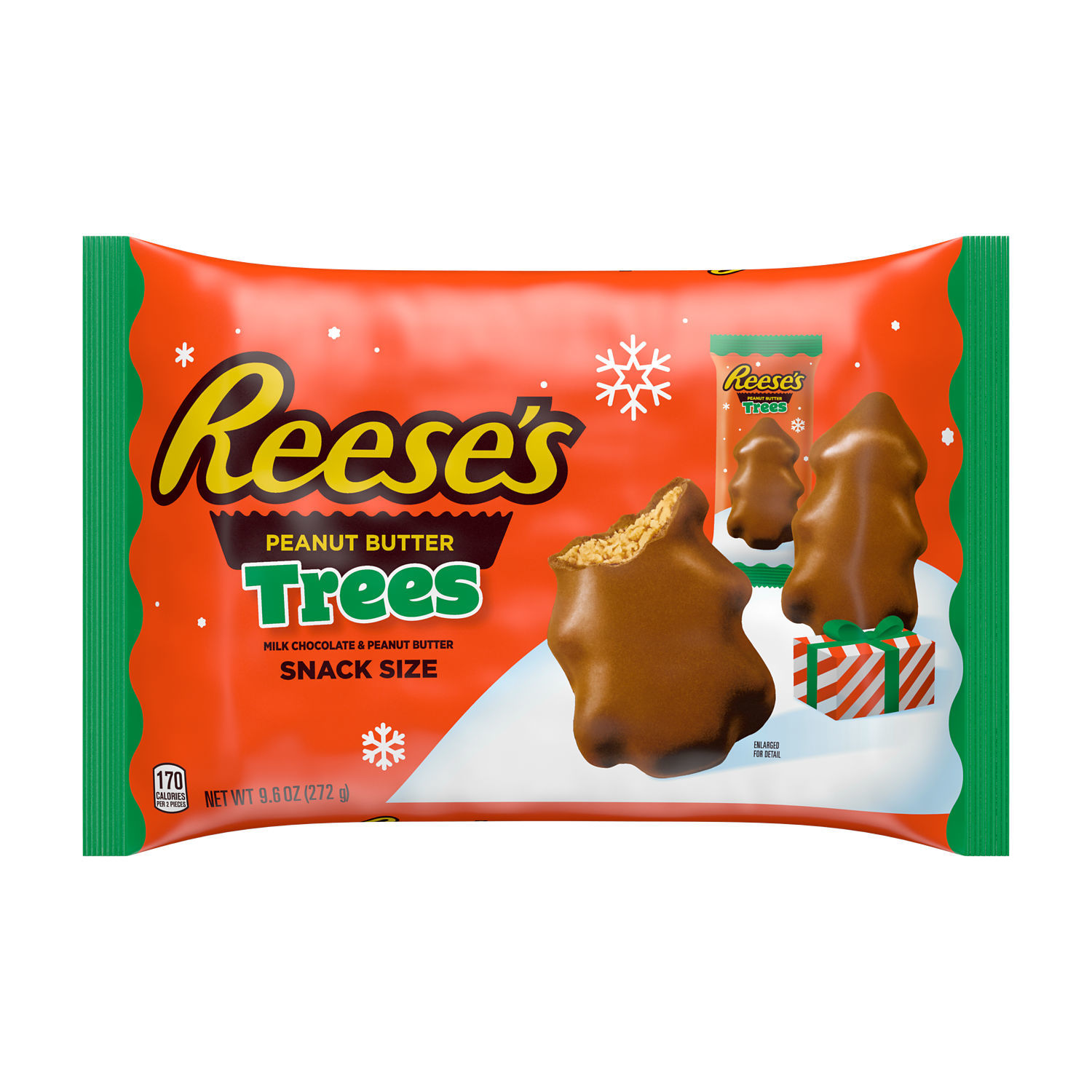 slide 6 of 8, REESE'S Milk Chocolate Snack Size Peanut Butter Trees, Christmas Candy Bag, 9.6 oz, 9.6 oz