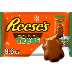 REESE'S Milk Chocolate Snack Size Peanut Butter Trees, Christmas Candy Bag, 9.6 oz