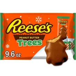 REESE'S Milk Chocolate Snack Size Peanut Butter Trees, Christmas Candy Bag, 9.6 oz