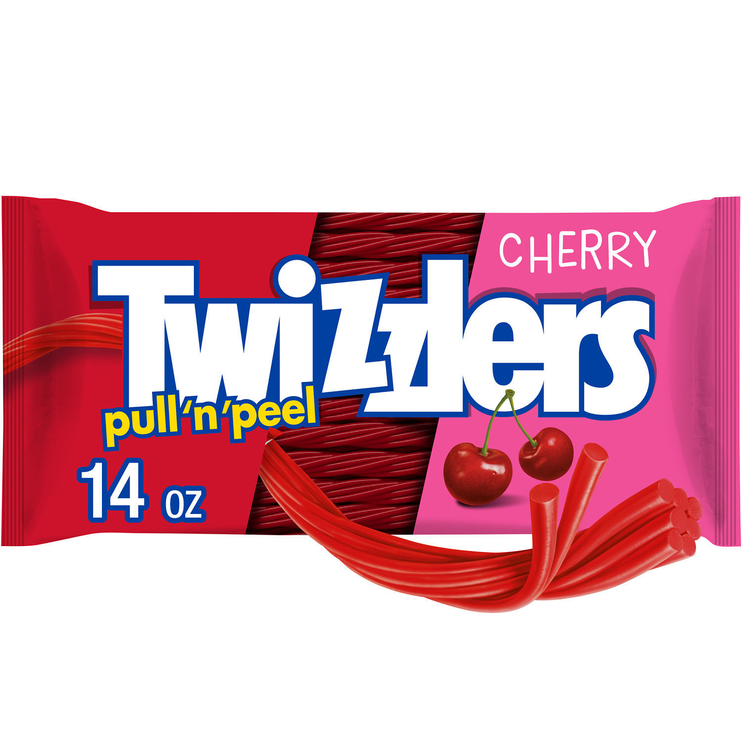 slide 1 of 8, Twizzlers Candy, Cherry, Pull 'n' Peel, 14 oz