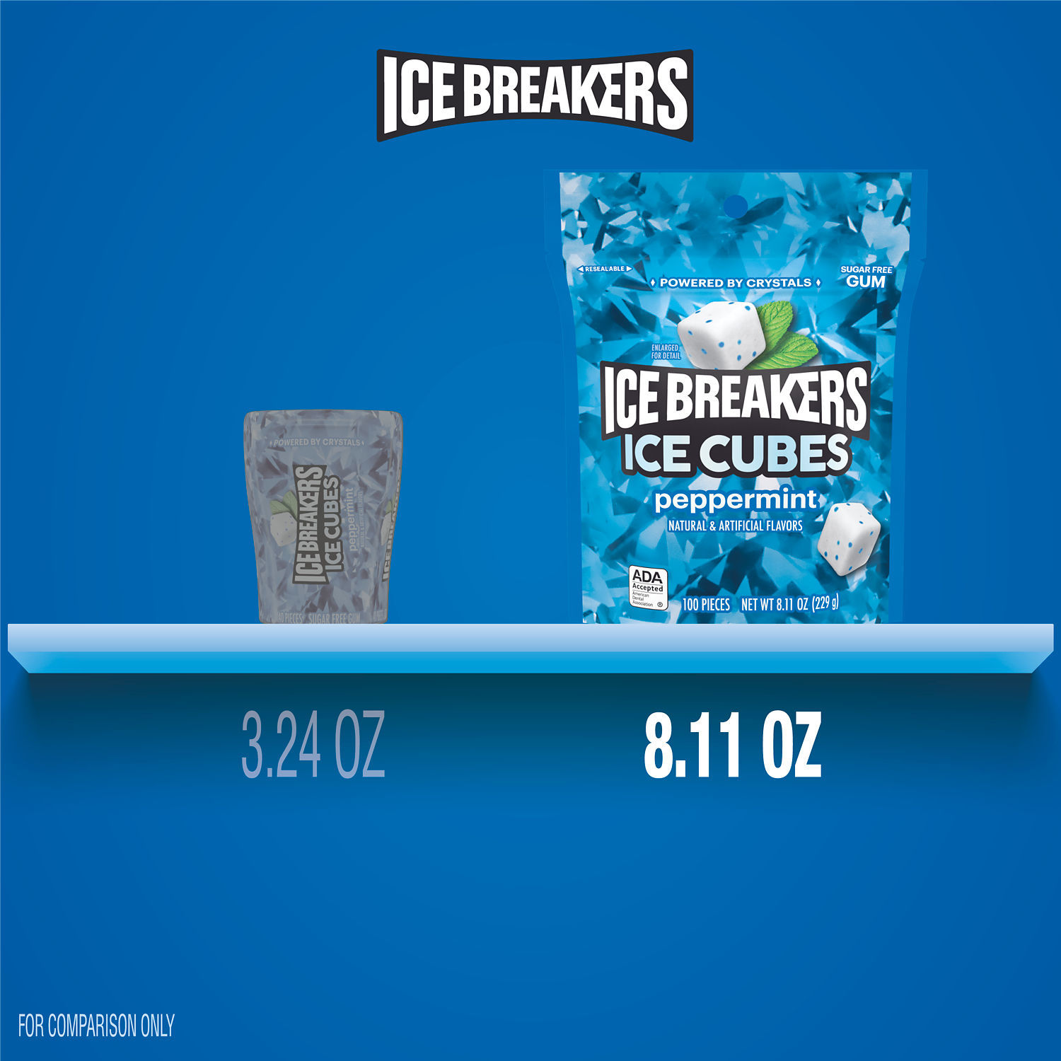 slide 5 of 8, Ice Breakers Ice Cubes Peppermint Flavored Sugar Free Chewing Gum Pouch, 8.11 oz (100 Pieces), 100 ct