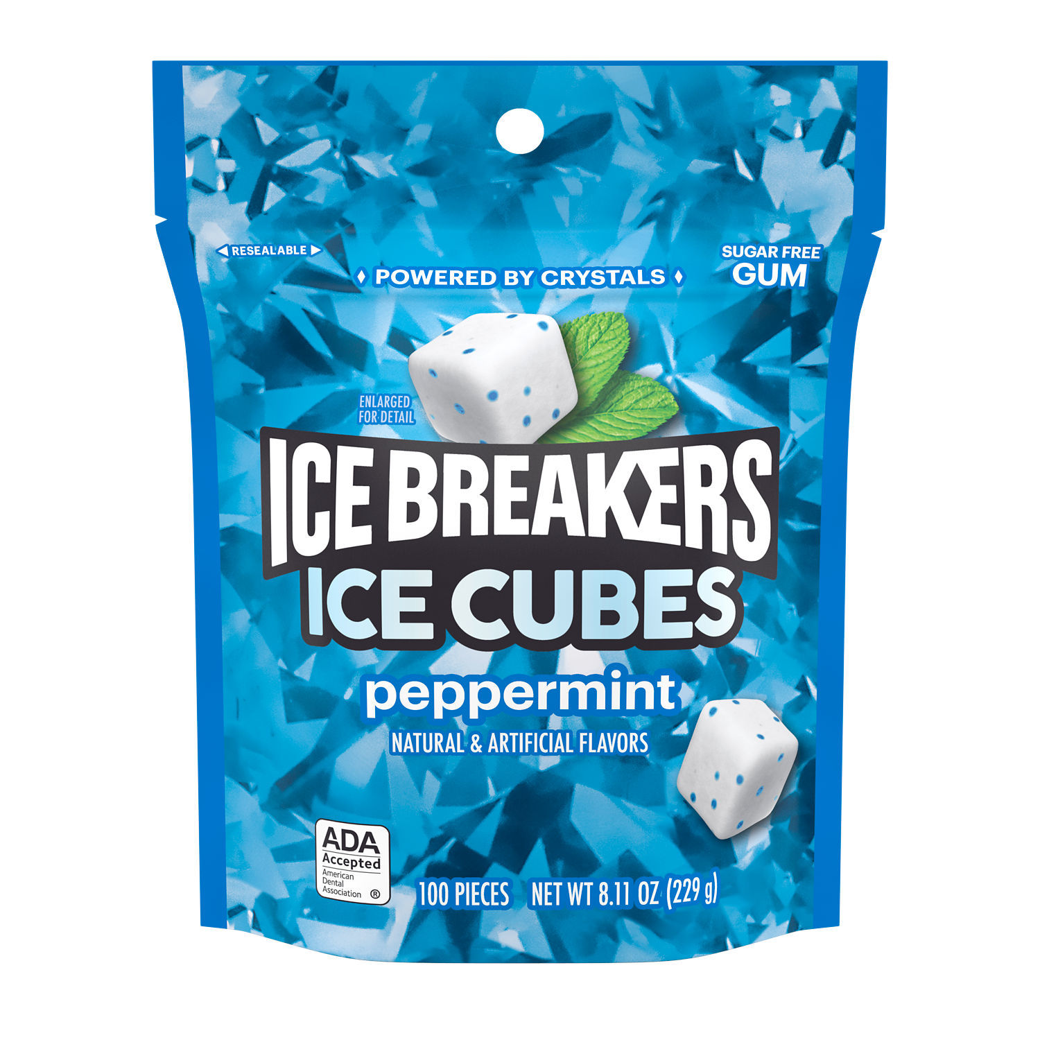 slide 6 of 8, Ice Breakers Ice Cubes Peppermint Flavored Sugar Free Chewing Gum Pouch, 8.11 oz (100 Pieces), 100 ct