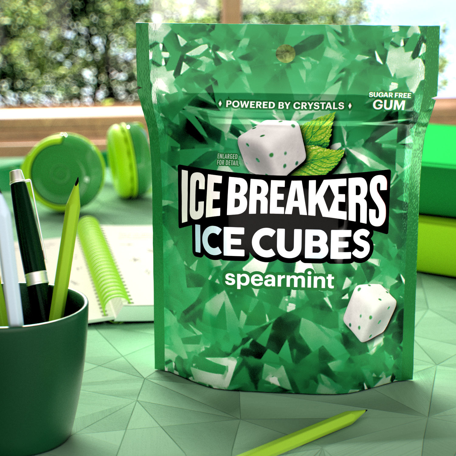 slide 2 of 4, Ice Breakers Gum, Sugar Free, Spearmint, 100 ct
