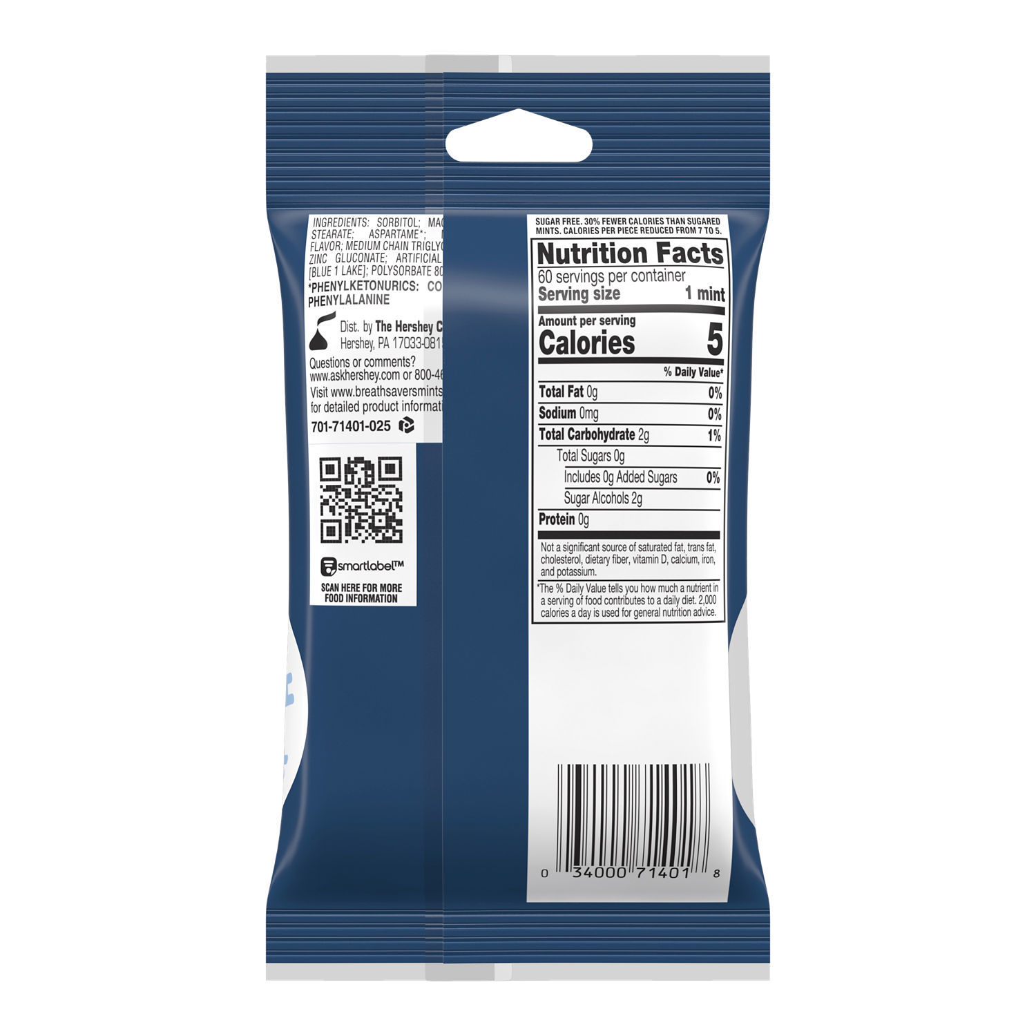 slide 4 of 6, BREATH SAVERS Peppermint Flavored Sugar Free Breath Mints Rolls, 0.75 oz (5 Count), 5 ct