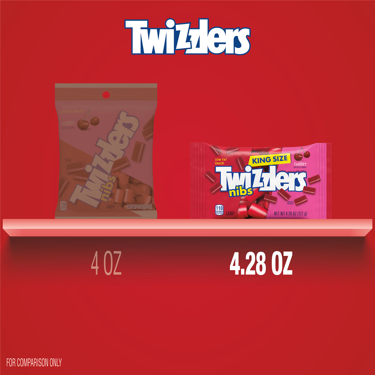 slide 2 of 6, Twizzlers NIBS Cherry Flavored King Size, Chewy Candy Bag, 4.28 oz, 4.28 oz