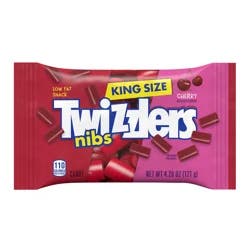 Twizzlers NIBS Cherry Flavored King Size, Chewy Candy Bag, 4.28 oz