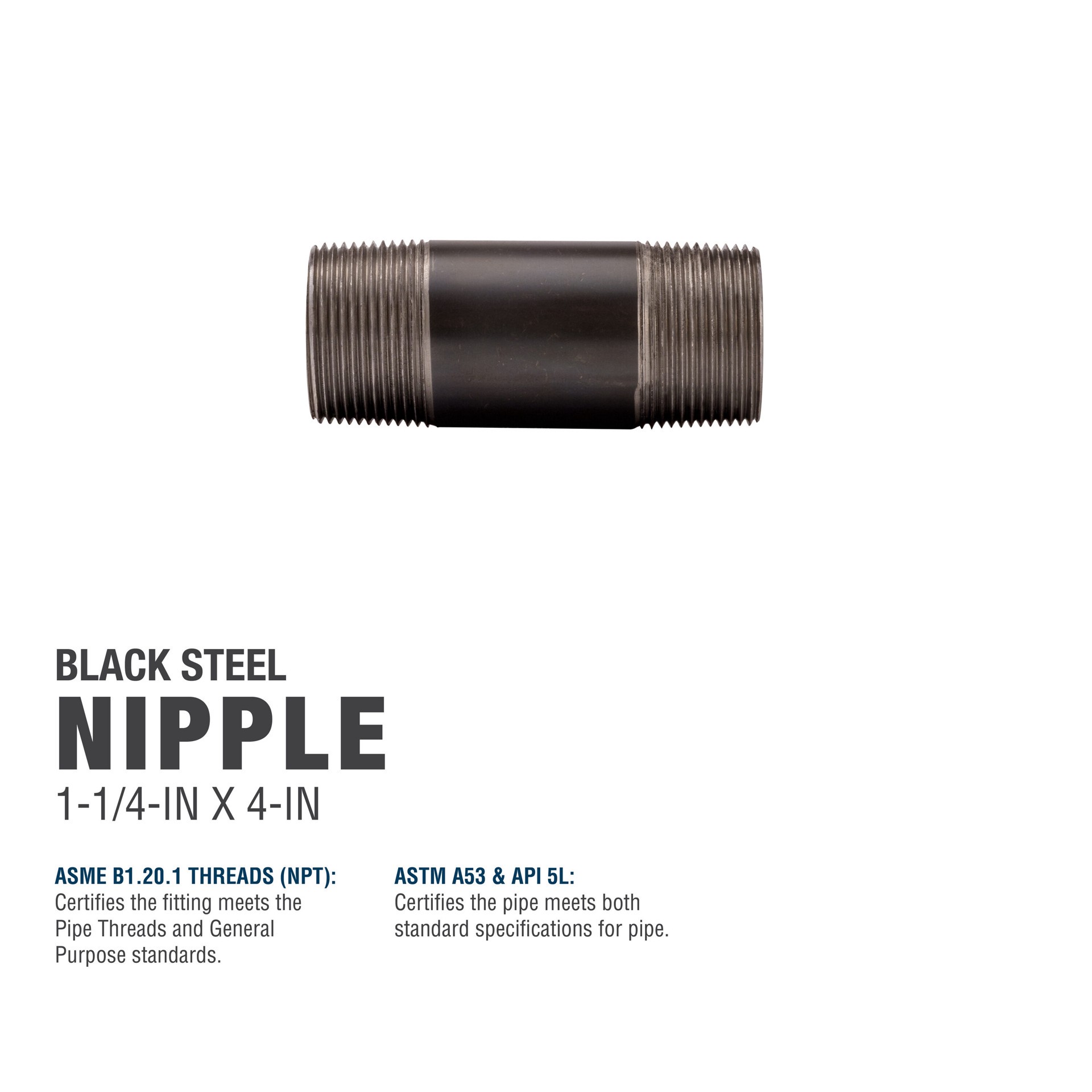 slide 5 of 6, RELIABILT 1-1/4-in x 4-in Black Nipple, 1 ct