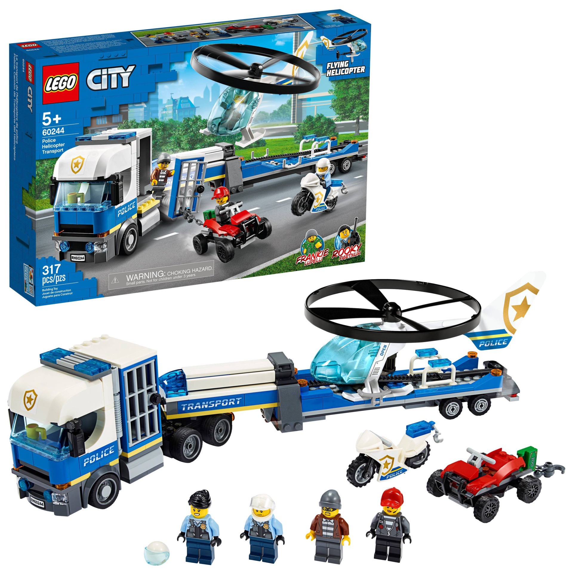 slide 1 of 7, LEGO City Police Helicopter Chase Building Set for Kids 60244, 1 ct