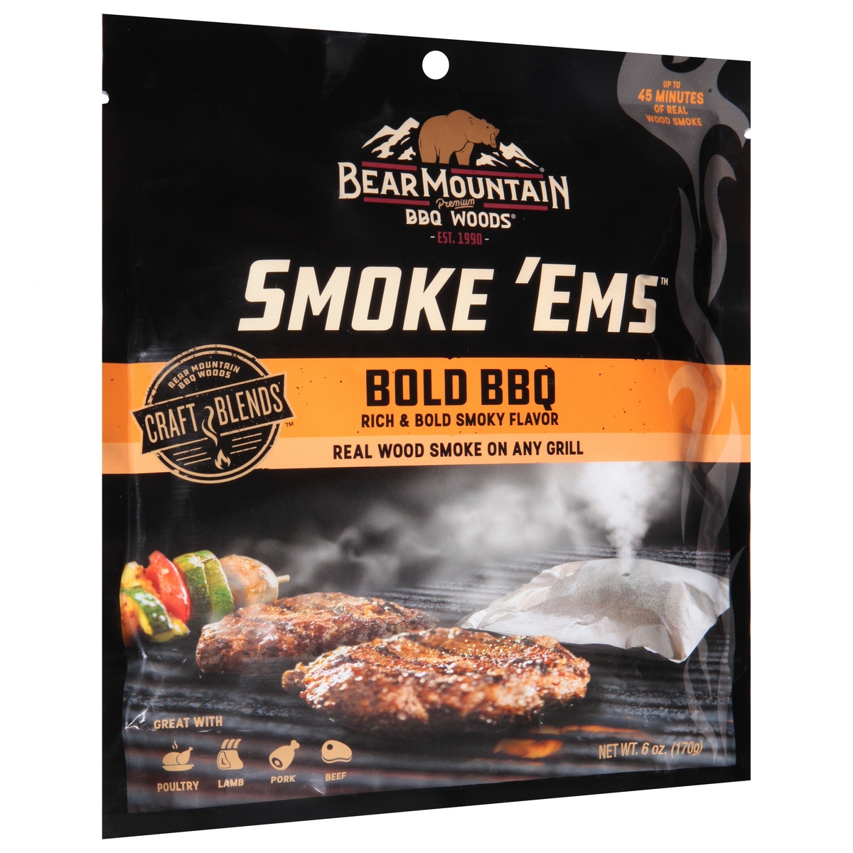 slide 5 of 9, Bear Mountain BBQ Woods Smoke 'Ems Bold BBQ 6 oz, 6 oz