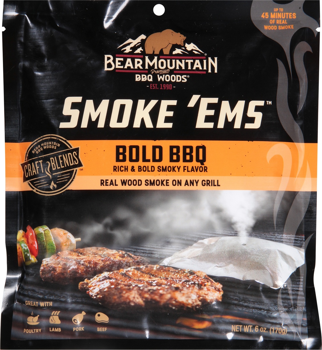 slide 7 of 9, Bear Mountain BBQ Woods Smoke 'Ems Bold BBQ 6 oz, 6 oz