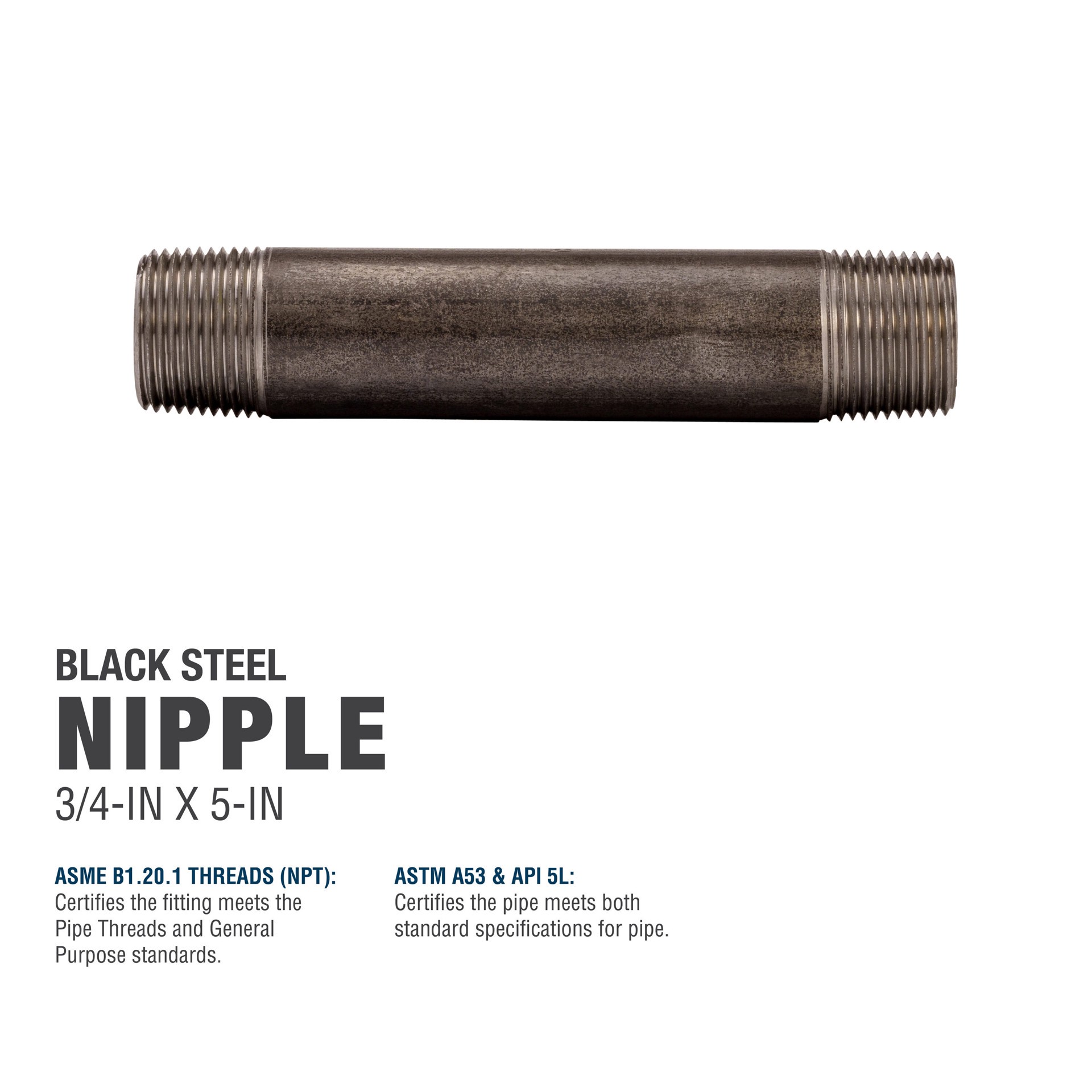 slide 5 of 6, RELIABILT 3/4-in x 5-in Black Nipple, 1 ct