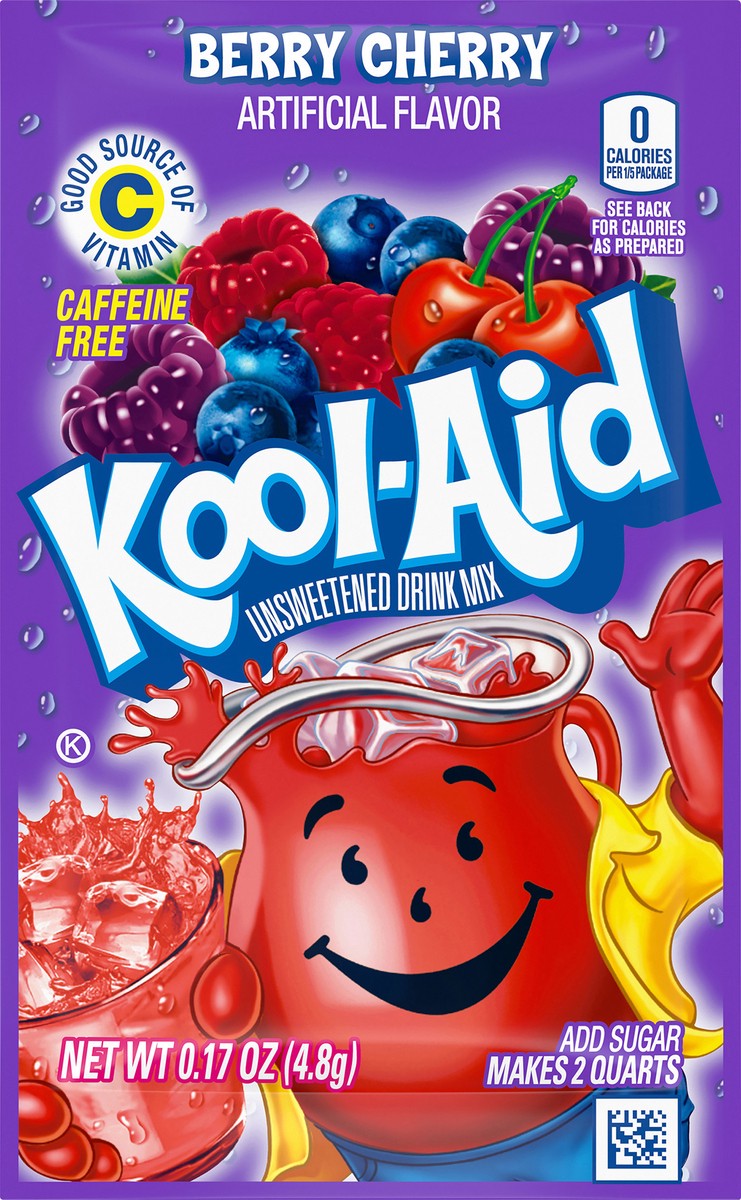 slide 3 of 14, Kool-Aid Unsweetened Berry Cherry Artificially Flavored Powdered Soft Drink Mix, 0.17 oz Packet, 0.17 oz