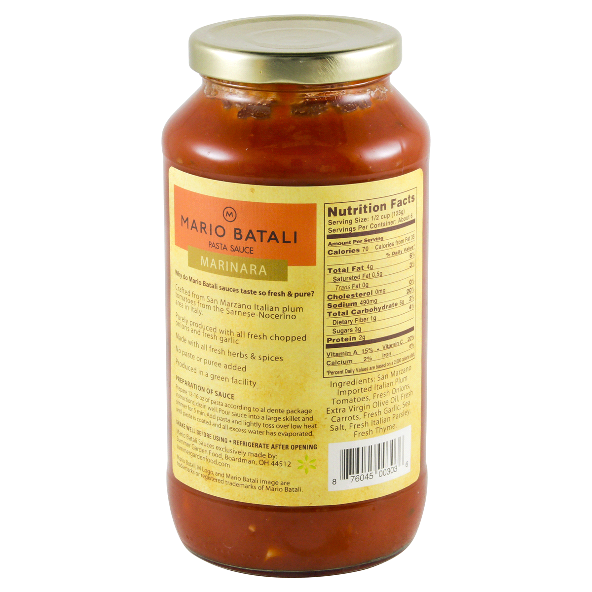 slide 2 of 2, Mario Batali Pasta Sauce - Marinara, 24 oz