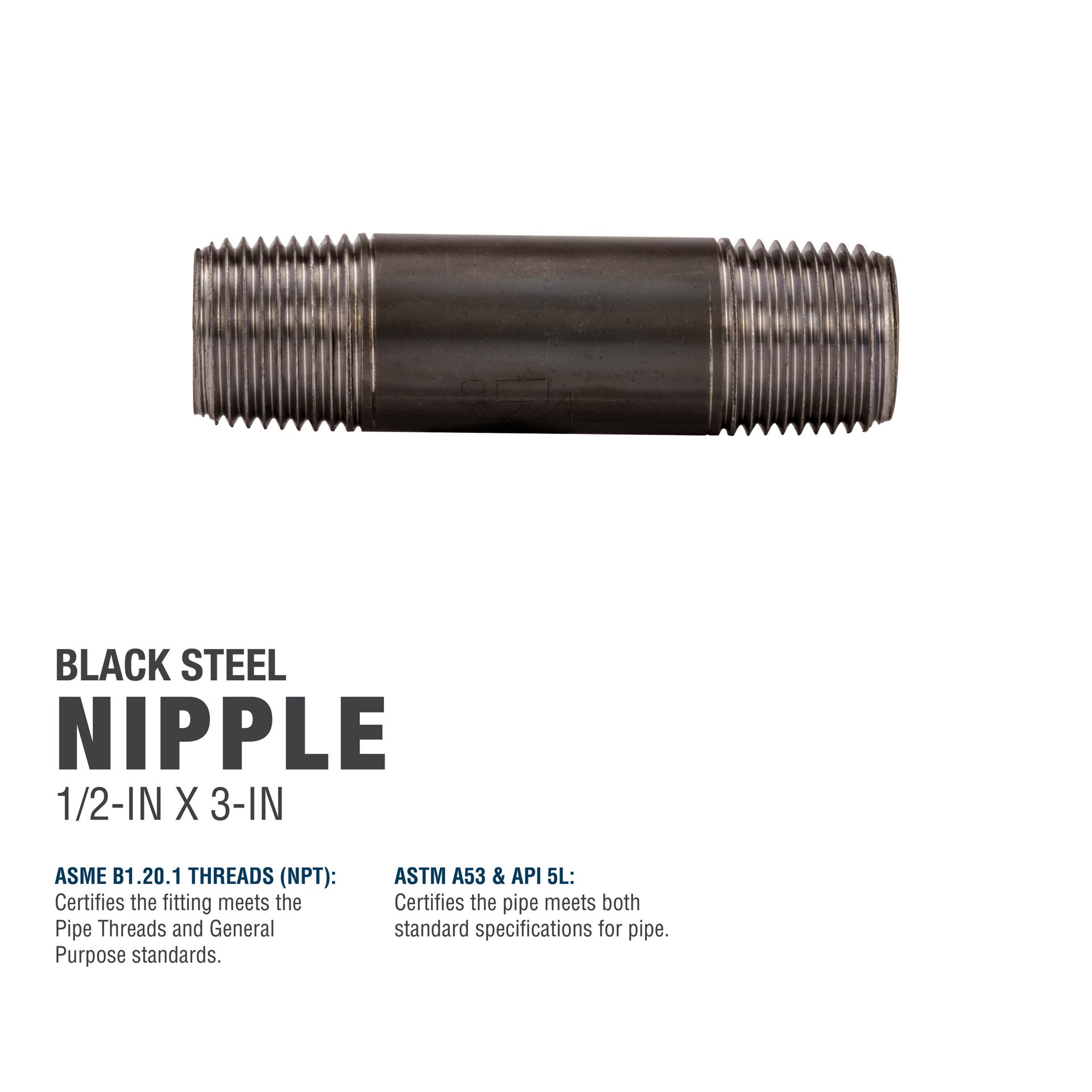 slide 5 of 6, RELIABILT 1/2-in x 3-in Black Nipple, 1 ct