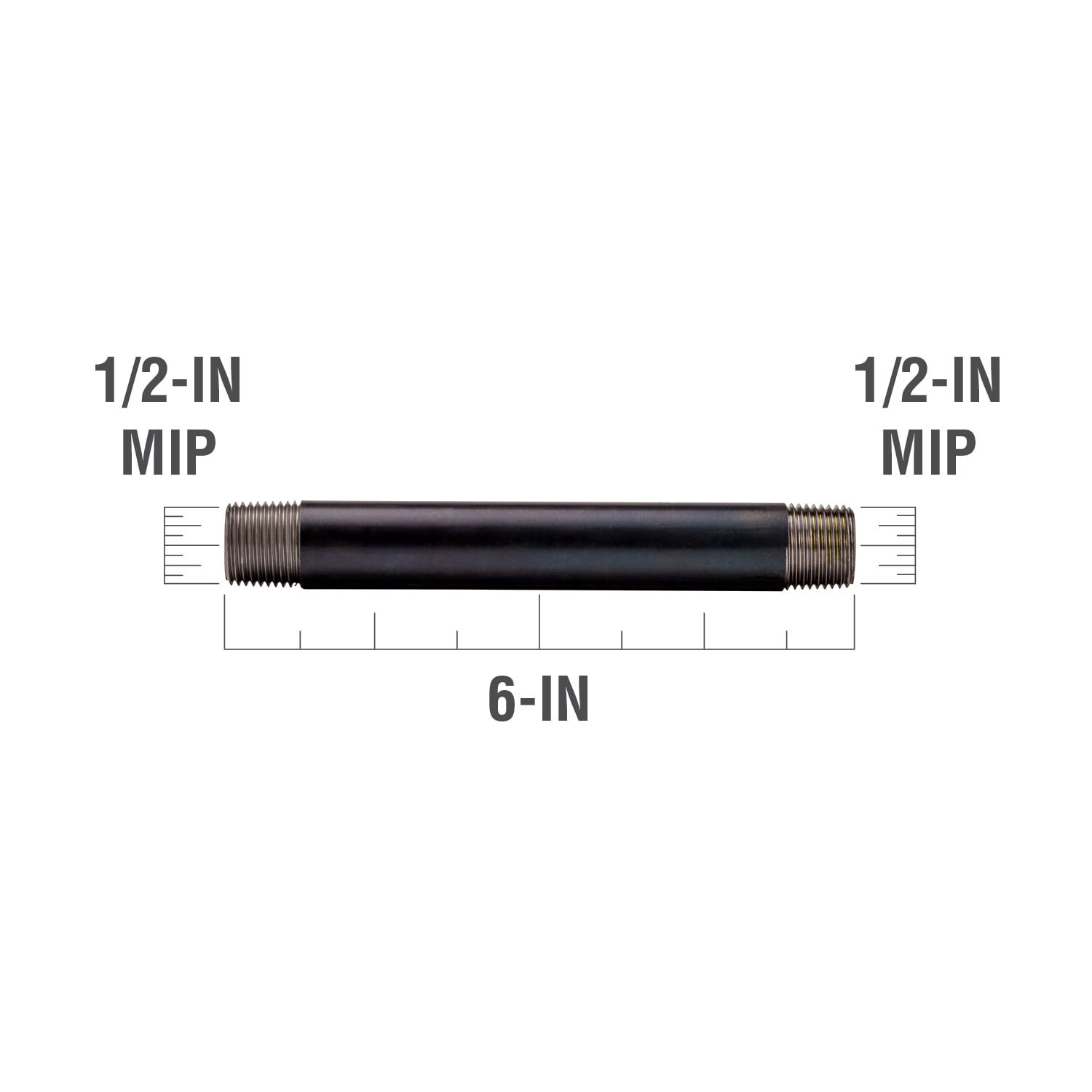 slide 3 of 6, RELIABILT 1/2-in x 6-in Black Nipple, 1 ct