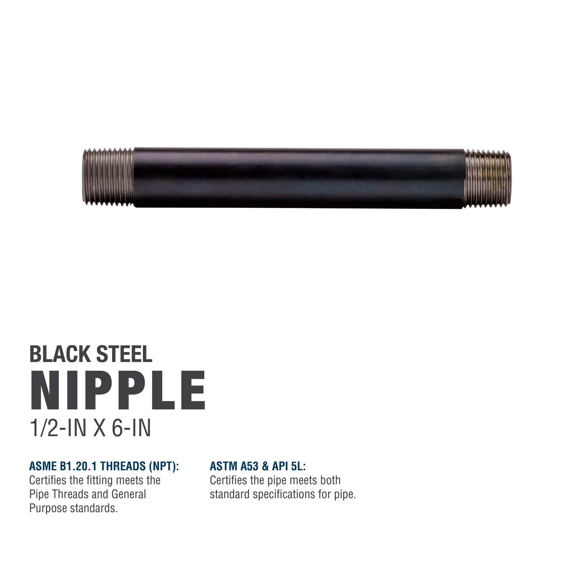 slide 5 of 6, RELIABILT 1/2-in x 6-in Black Nipple, 1 ct