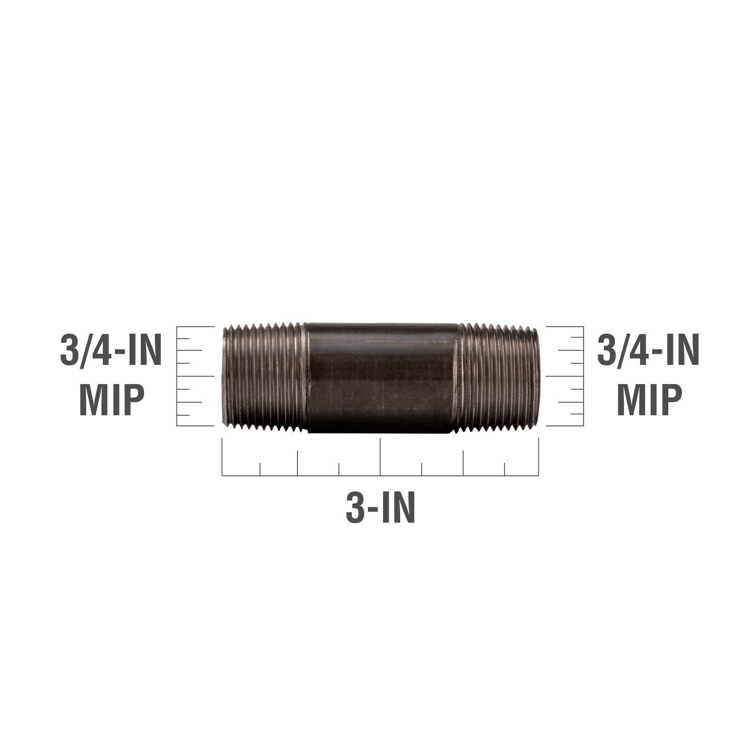 slide 3 of 6, RELIABILT 3/4-in x 3-in Black Steel Nipple, 1 ct