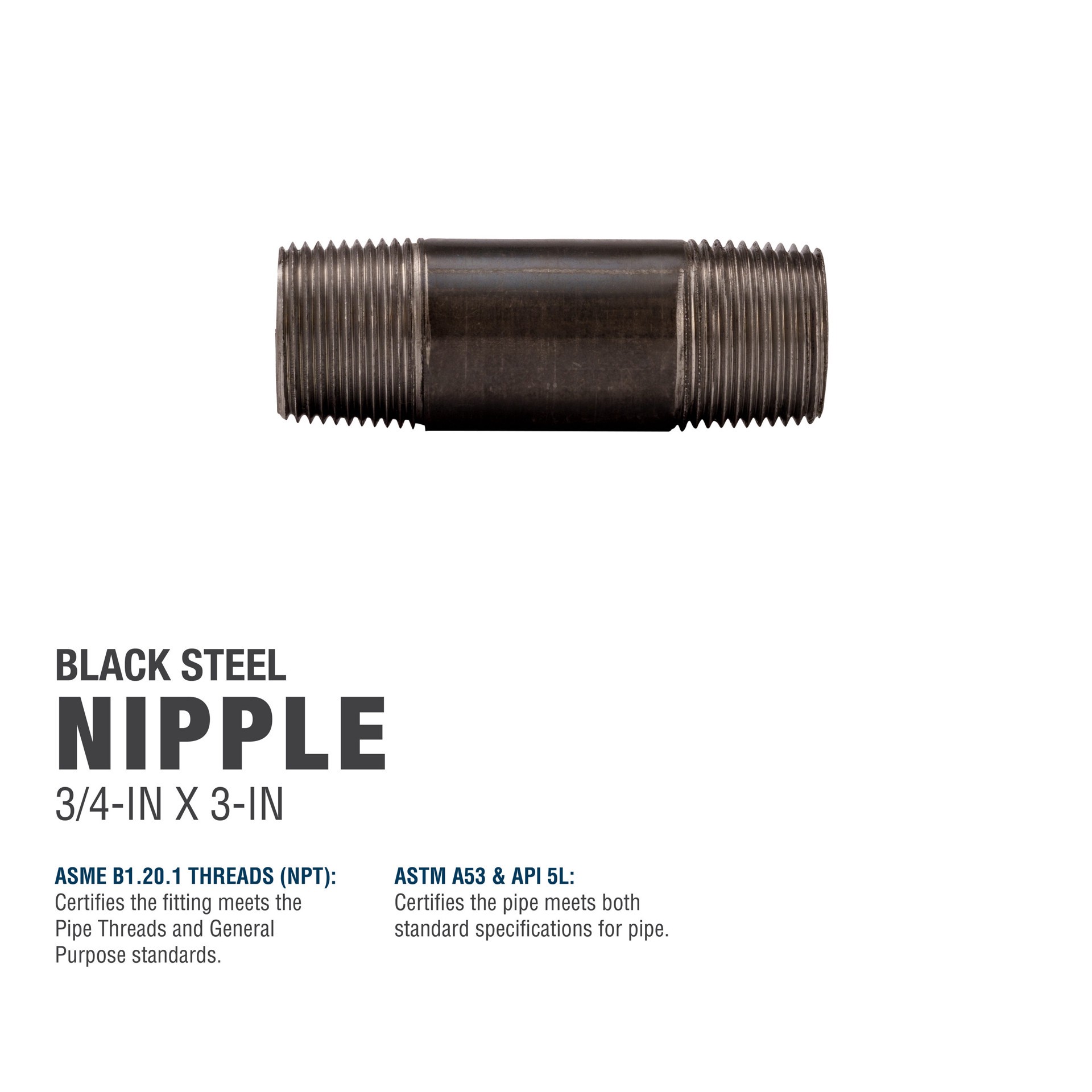 slide 5 of 6, RELIABILT 3/4-in x 3-in Black Steel Nipple, 1 ct