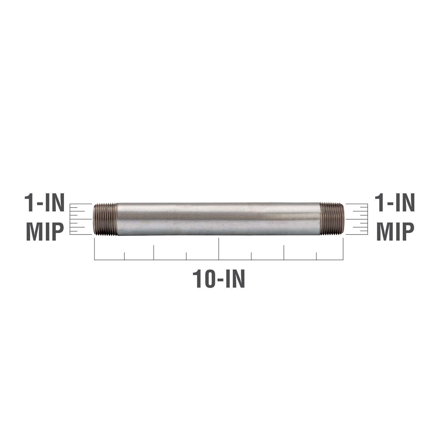 slide 3 of 6, RELIABILT 1-in x 10-in Galvanized Nipple, 1 ct