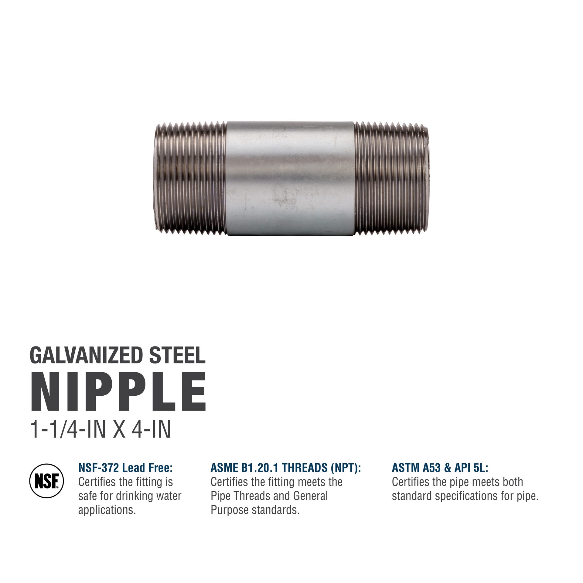 slide 5 of 6, RELIABILT 1-1/4-in x 4-in Galvanized Nipple, 1 ct