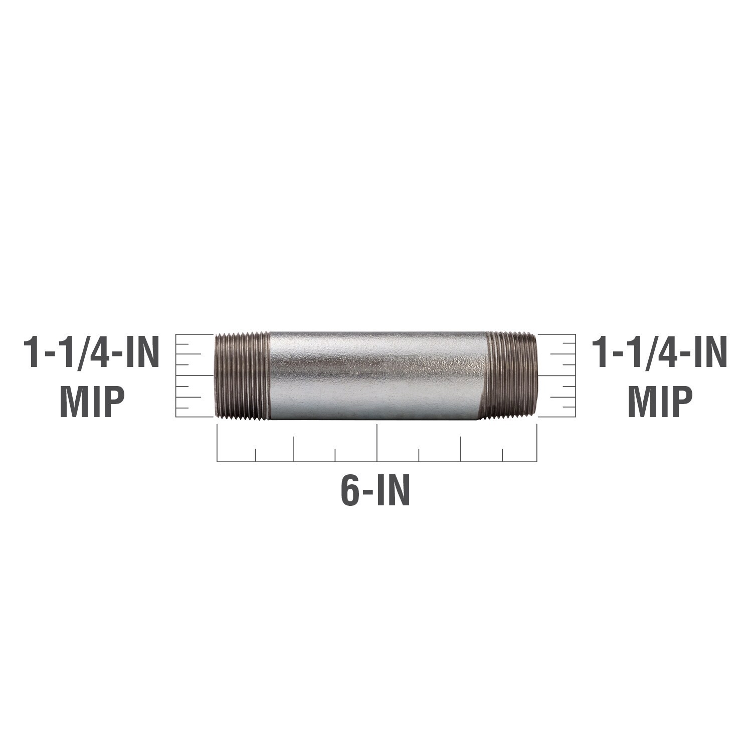 slide 3 of 6, RELIABILT 1-1/4-in x 6-in Galvanized Nipple, 1 ct
