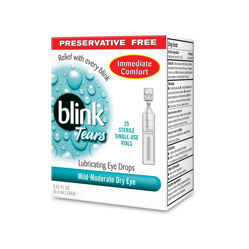 slide 2 of 3, Blink Lubricating Eye Drops for Mild-to-Moderate Dry Eyes, 25 ct
