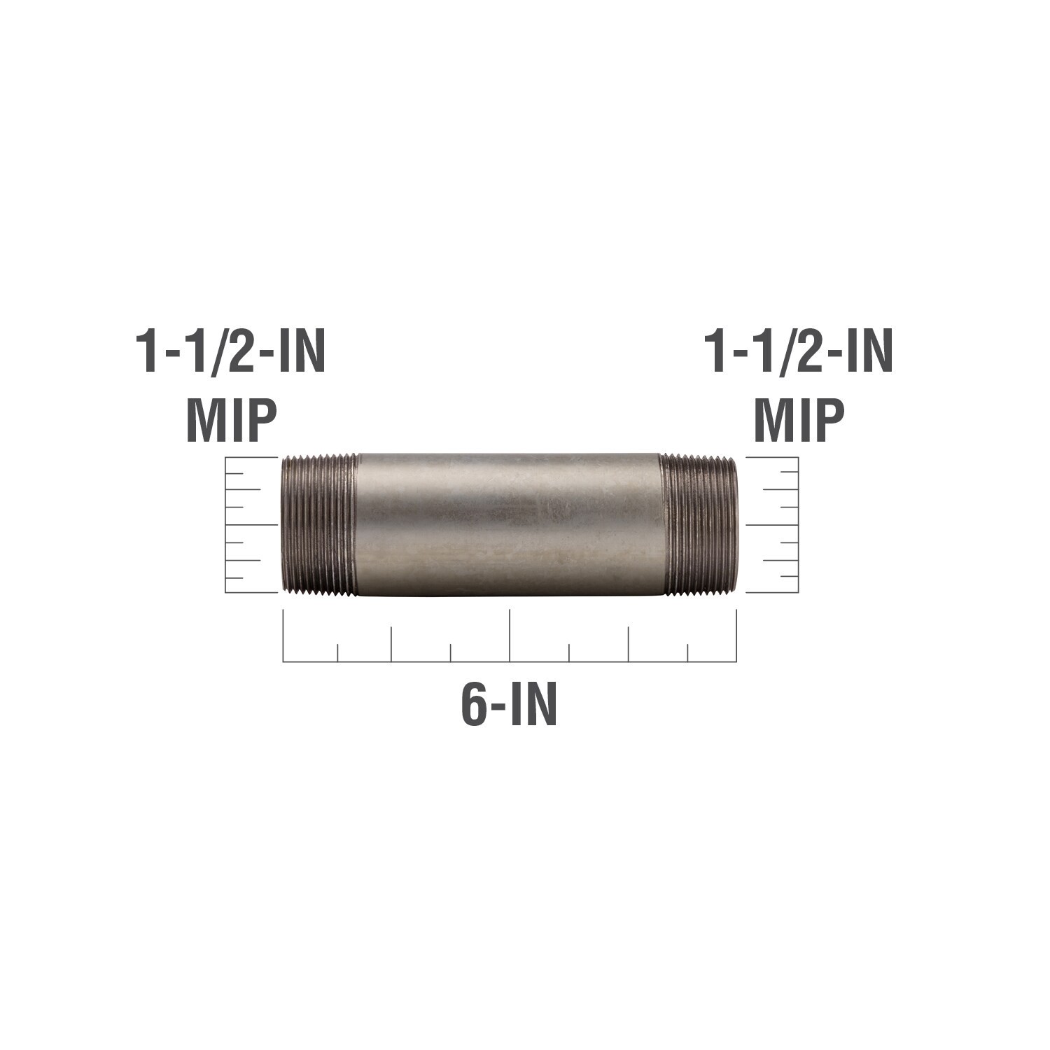 slide 3 of 6, RELIABILT 1-1/2-in x 6-in Galvanized Nipple, 1 ct