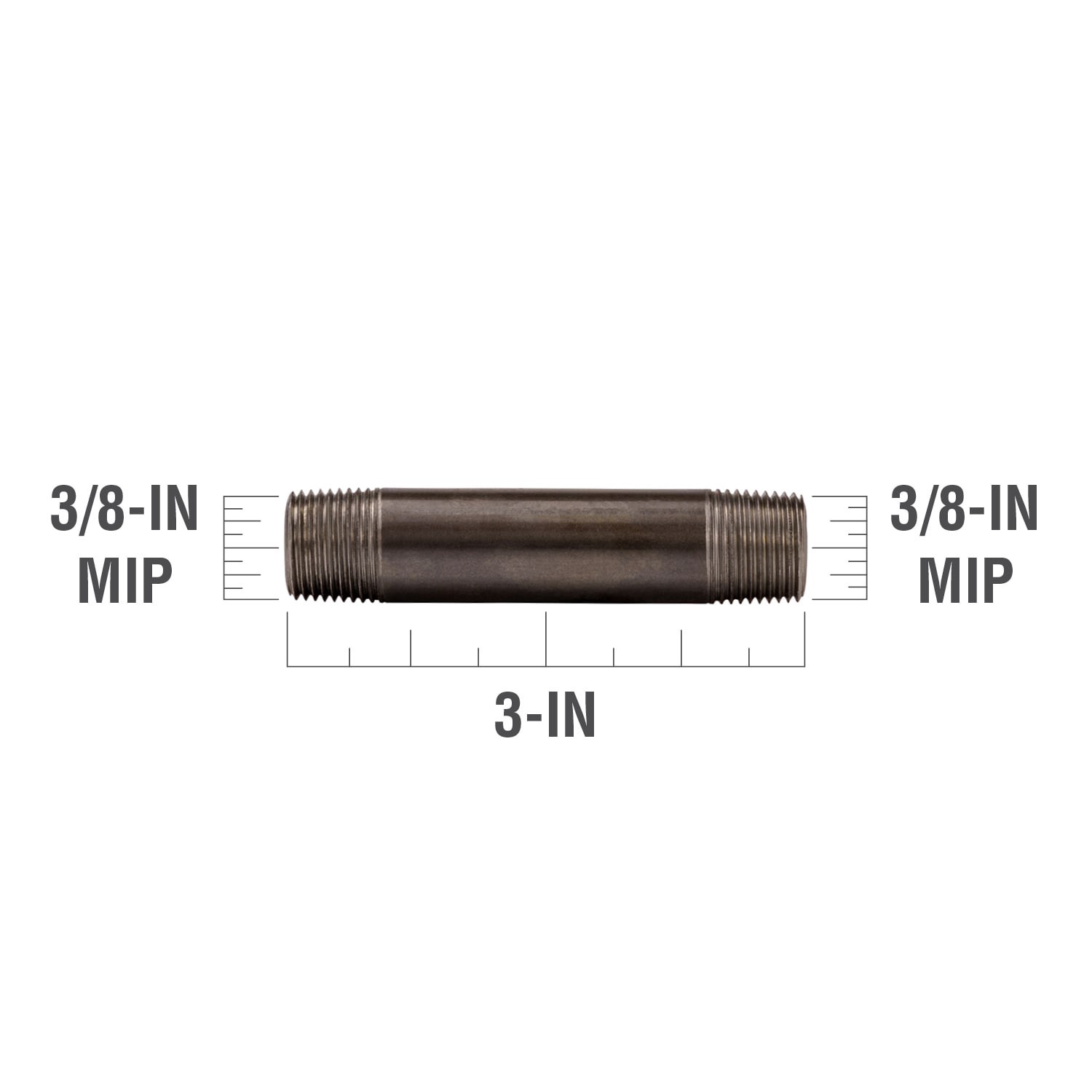 slide 3 of 6, RELIABILT 3/8-in x 3-in Black Nipple, 1 ct