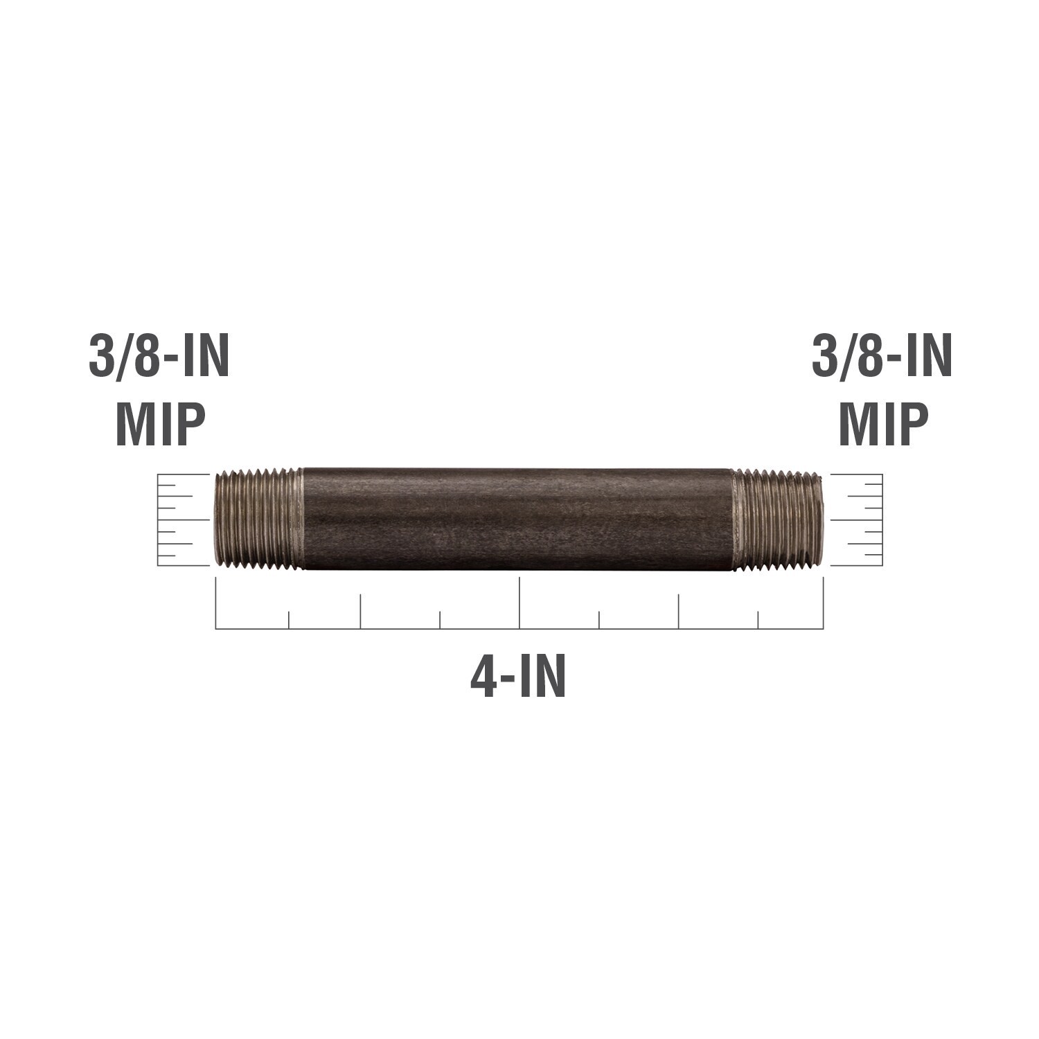 slide 3 of 6, RELIABILT 3/8-in x 4-in Black Nipple, 1 ct