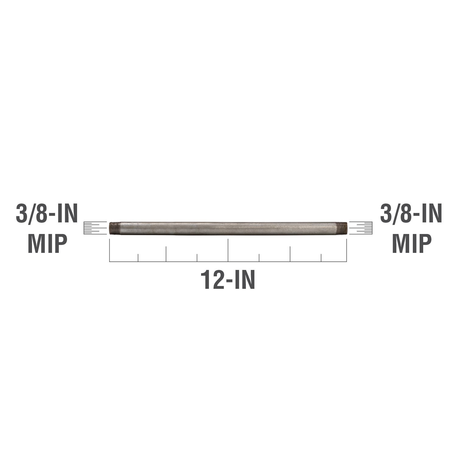 slide 3 of 6, RELIABILT 3/8-in x 12-in Galvanized Nipple, 1 ct