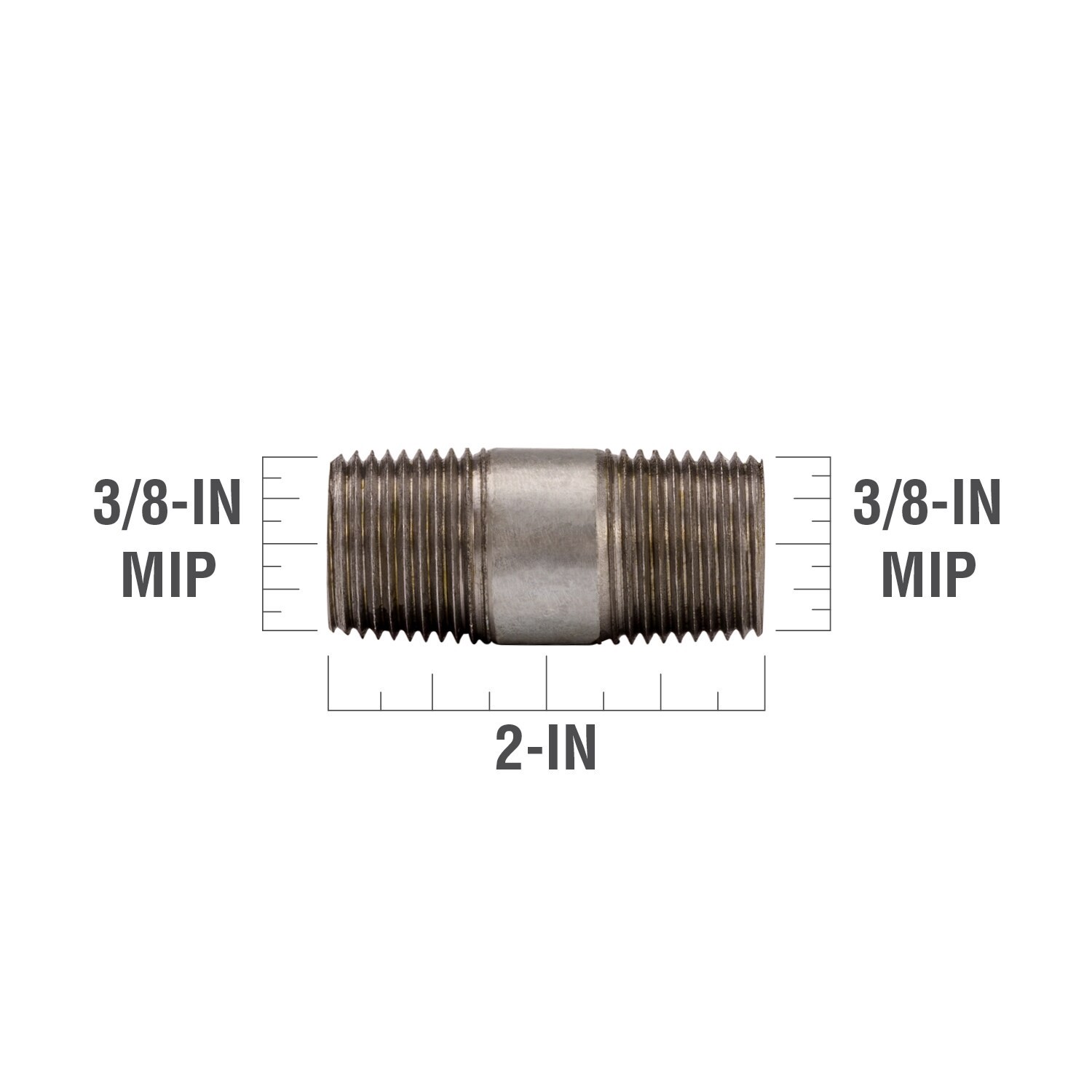 slide 3 of 6, RELIABILT 3/8-in x 2-in Galvanized Nipple, 1 ct